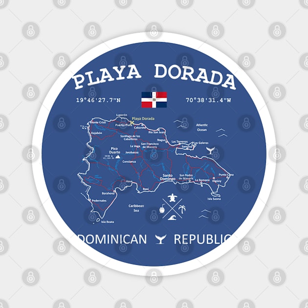 Playa Dorada Dominican Republic Flag Travel Map Coordinates GPS Magnet by French Salsa